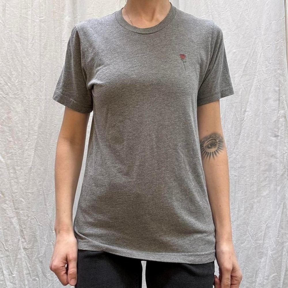 Troye Sivan Heather Gray Cotton Tee Shirt With Rose Emblem